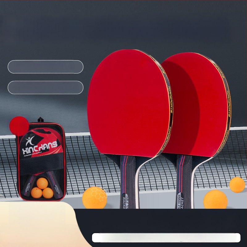 Kaks pingpongi raketi komplekti shakehand käepidemega, kõrge elastsus, poplar leht, positiivse liimiga kumm, kaasas kate ja 3 palli