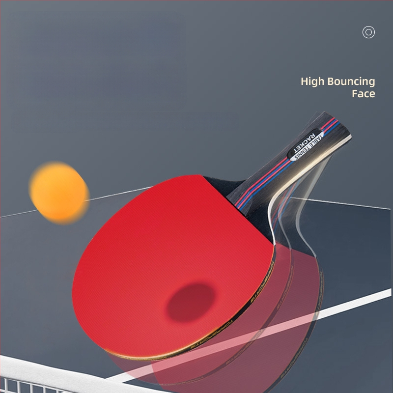 Kaks pingpongi raketi komplekti shakehand käepidemega, kõrge elastsus, poplar leht, positiivse liimiga kumm, kaasas kate ja 3 palli