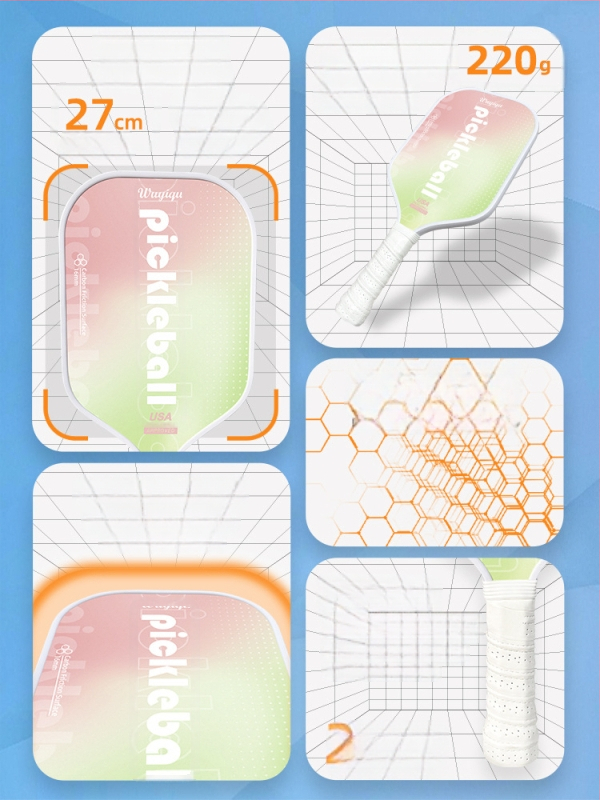 Reket pickleballa od karbonskih vlakana, kompletan set, Kaiyi, za odrasle i djecu, 220 g