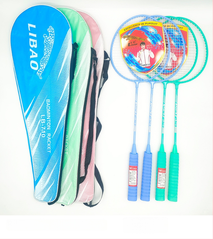 Leopard badmintonireket kotiga, raami koostis: raua sulam, kaal 95–100 g, otsene löök, polüestertugevõrk, käepideme paksus G5