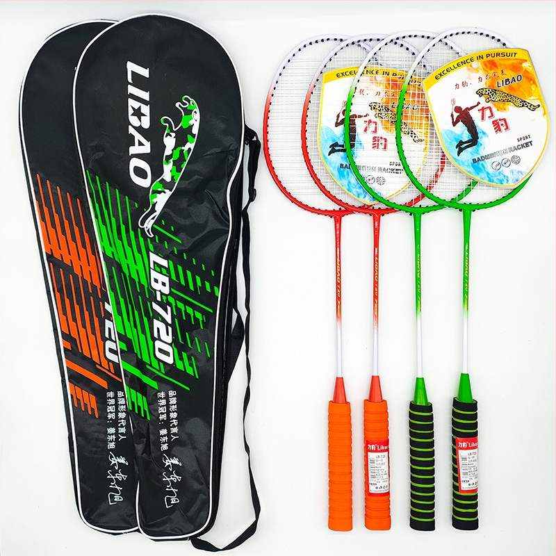 Leopard badmintonireket kotiga, raami koostis: raua sulam, kaal 95–100 g, otsene löök, polüestertugevõrk, käepideme paksus G5