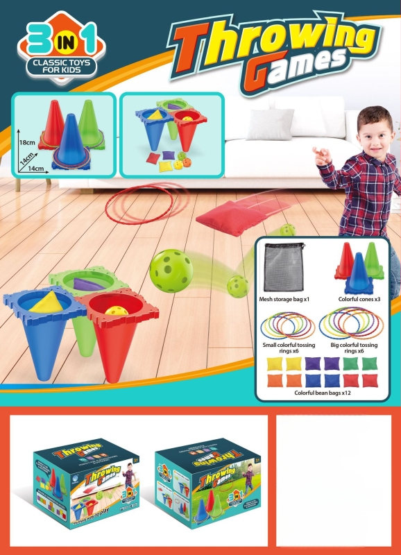 Plastikust jäätisekonuse kujuga viskerõngad sensorseks arendamiseks – helendav pimedas, kolm ühes, sobivad 4–6-aastastele (materjal: plastik; funktsioon: viskerõngad; vanus: 4–6; helendav; kolm ühes)