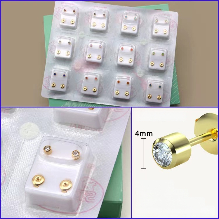 Όπλο τρυπήματος αυτιού – Ανοξείδωτος χάλυβας 316, ηλεκτροπλατίωση, unisex, απλό στυλ, κύκλος, καρδιά, πέντε αστέρια