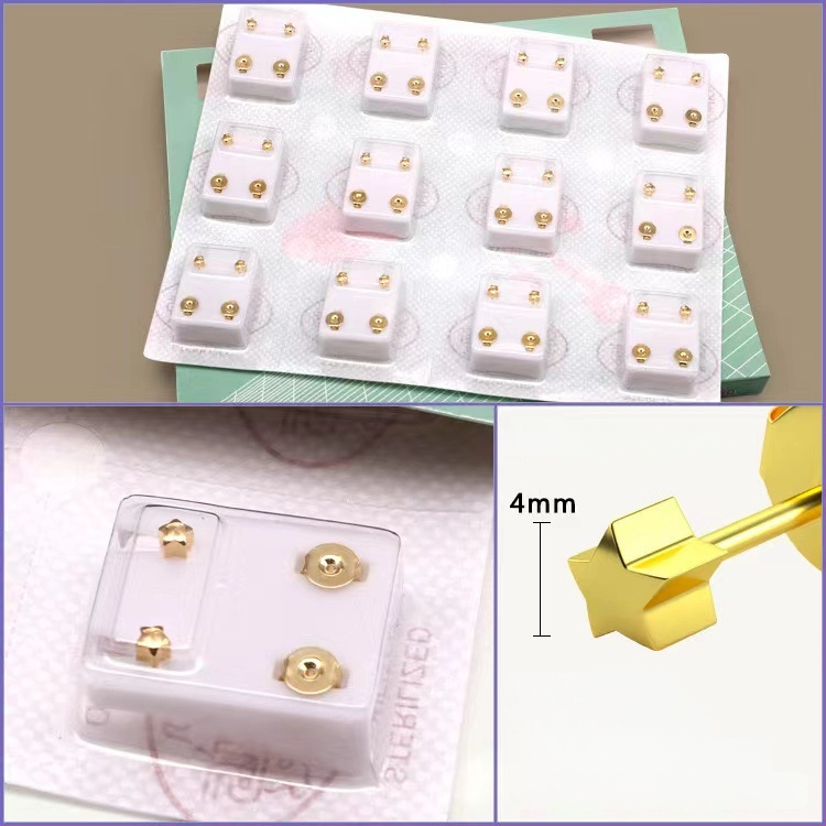 Όπλο τρυπήματος αυτιού – Ανοξείδωτος χάλυβας 316, ηλεκτροπλατίωση, unisex, απλό στυλ, κύκλος, καρδιά, πέντε αστέρια