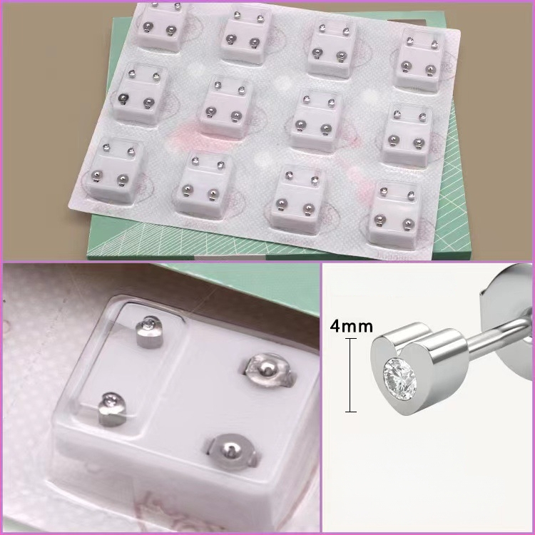 Όπλο τρυπήματος αυτιού – Ανοξείδωτος χάλυβας 316, ηλεκτροπλατίωση, unisex, απλό στυλ, κύκλος, καρδιά, πέντε αστέρια