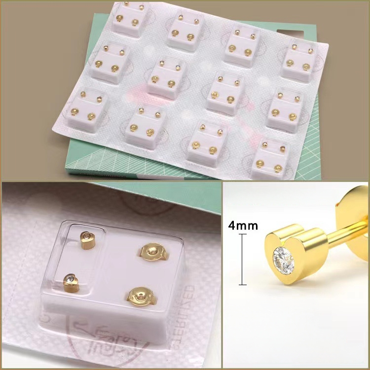 Όπλο τρυπήματος αυτιού – Ανοξείδωτος χάλυβας 316, ηλεκτροπλατίωση, unisex, απλό στυλ, κύκλος, καρδιά, πέντε αστέρια