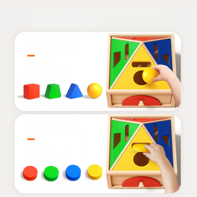 Montessori puidust mänguasi värvi- ja kujutunnustuse jaoks – ehitusklotsid varaseks õppimiseks, 0-3 aastat