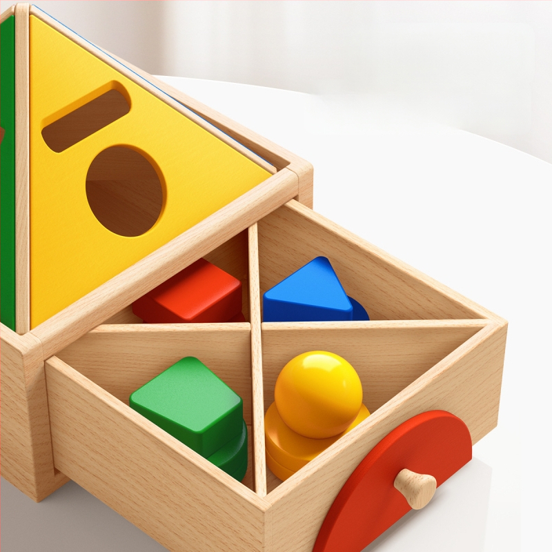 Montessori puidust mänguasi värvi- ja kujutunnustuse jaoks – ehitusklotsid varaseks õppimiseks, 0-3 aastat