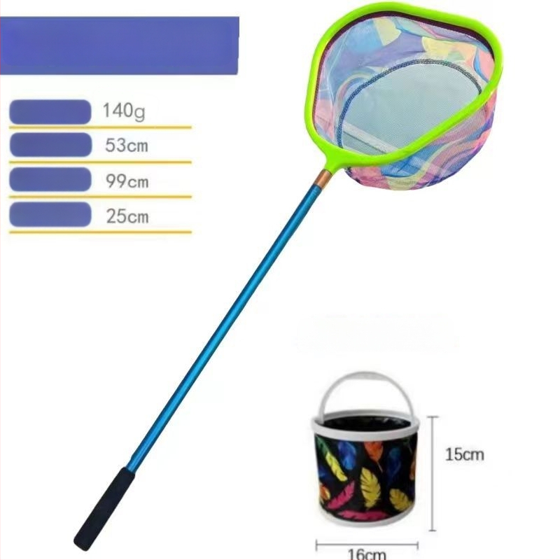 Bērnu nerūsējošā tērauda teleskopiska zvejas siets ar smalka acs un augstu blīvumu – 5 kg slodze