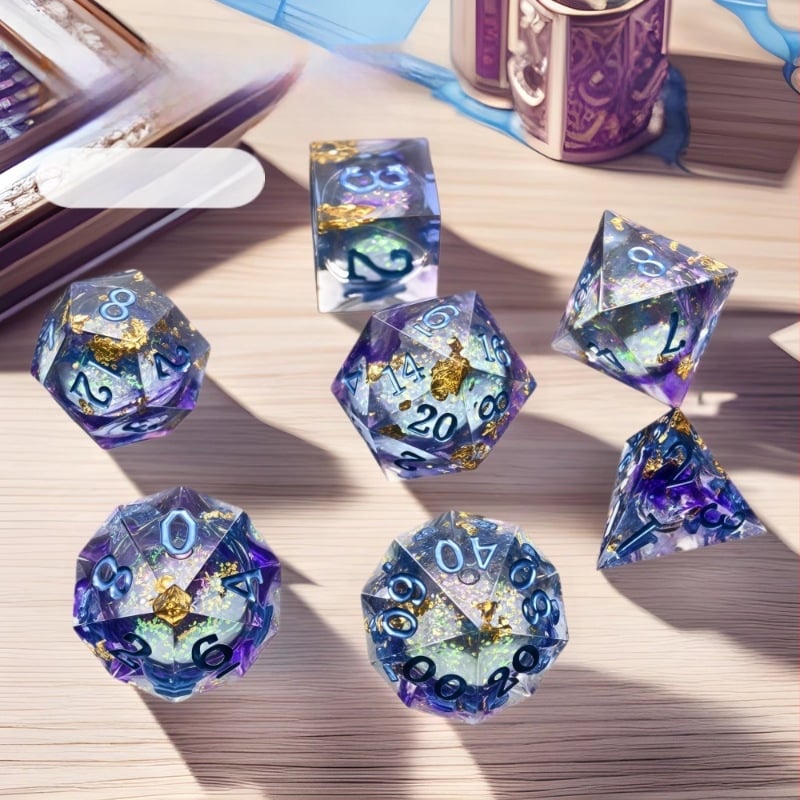 Polühedraalsed täringud tehtud resinist – teravad servad, parema nurga stiil, ebatraditsiooniline kuju, 200 tk karbis