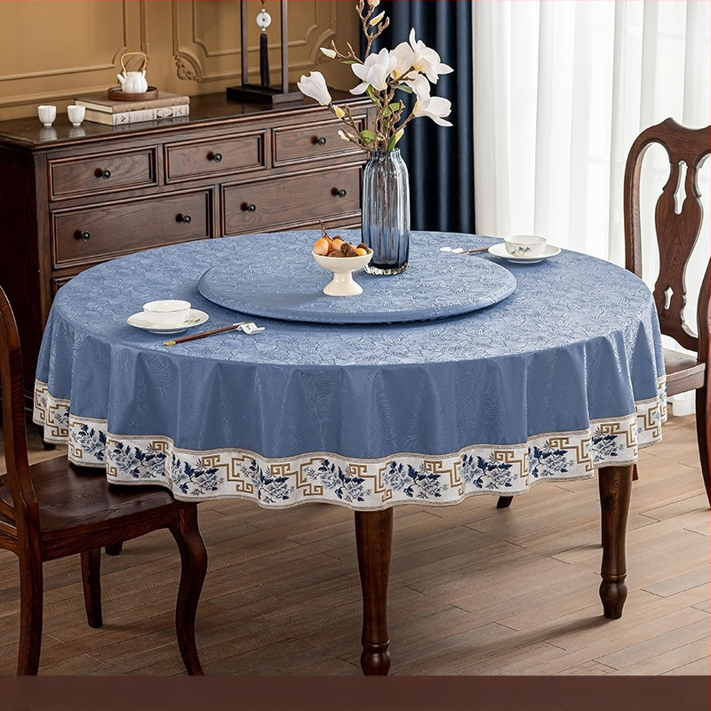 PU kružna stolnjaka, vodootporna i otporna na masnoće, bez potrebe pranja, kineski stil, kućna upotreba, zaštita od opeklina, poklopac za okretni tanjur