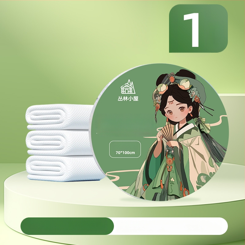 Vienkartinis kompresinis dušo rankšluostis iš augalinių pluoštų, 50 g ir daugiau, atskirai įpakuotas, nešiojamas veido rankšluostis kelionėms