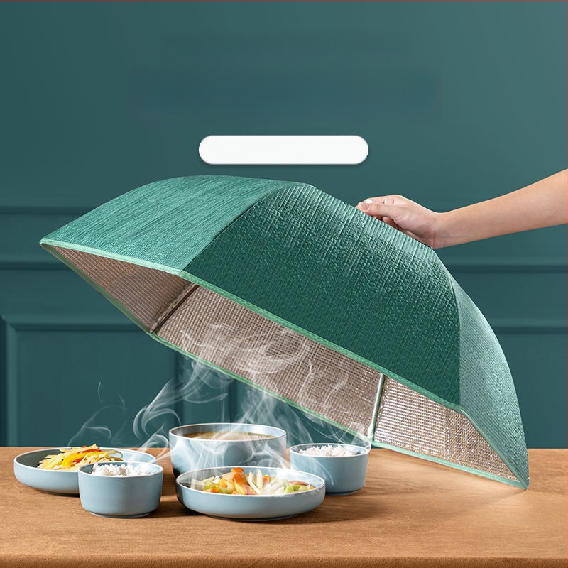 Soojendav toidukate võrgust materjalist, kokkukäiv söögilaua kate, kärbeste ja tolmu kaitse