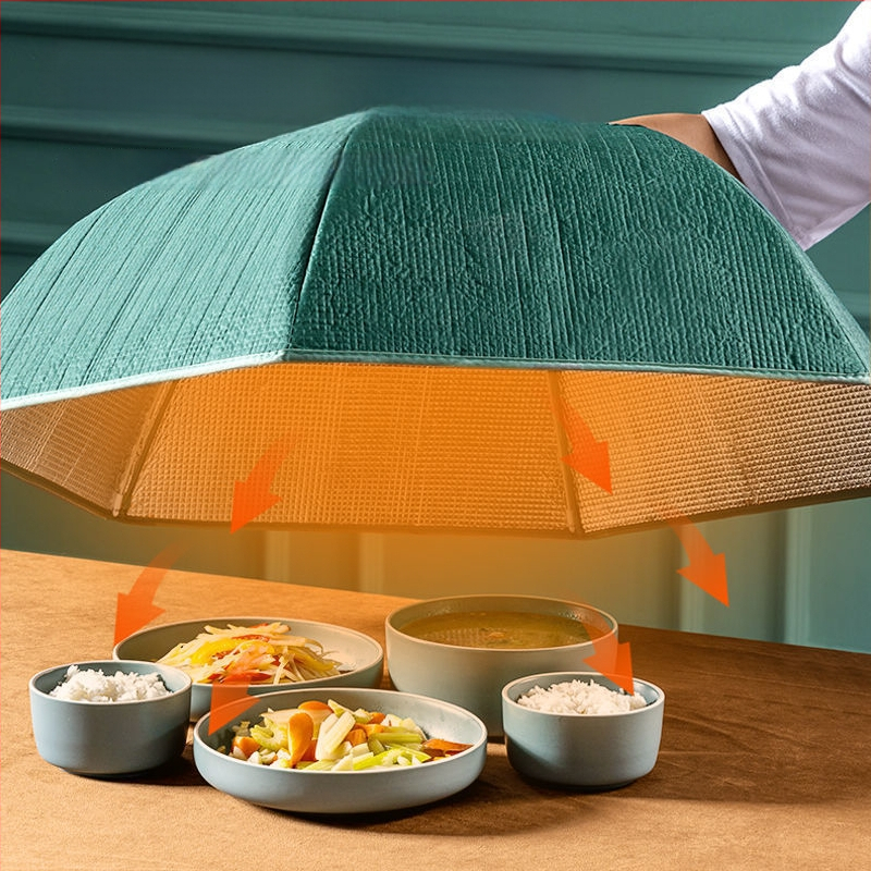 Soojendav toidukate võrgust materjalist, kokkukäiv söögilaua kate, kärbeste ja tolmu kaitse