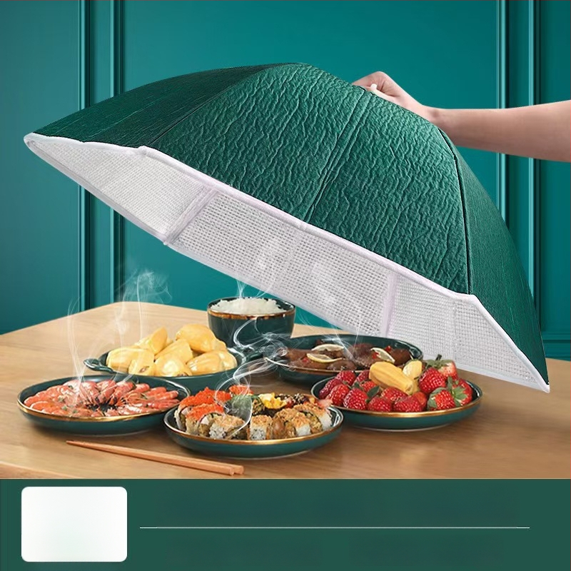 Soojendav toidukate võrgust materjalist, kokkukäiv söögilaua kate, kärbeste ja tolmu kaitse