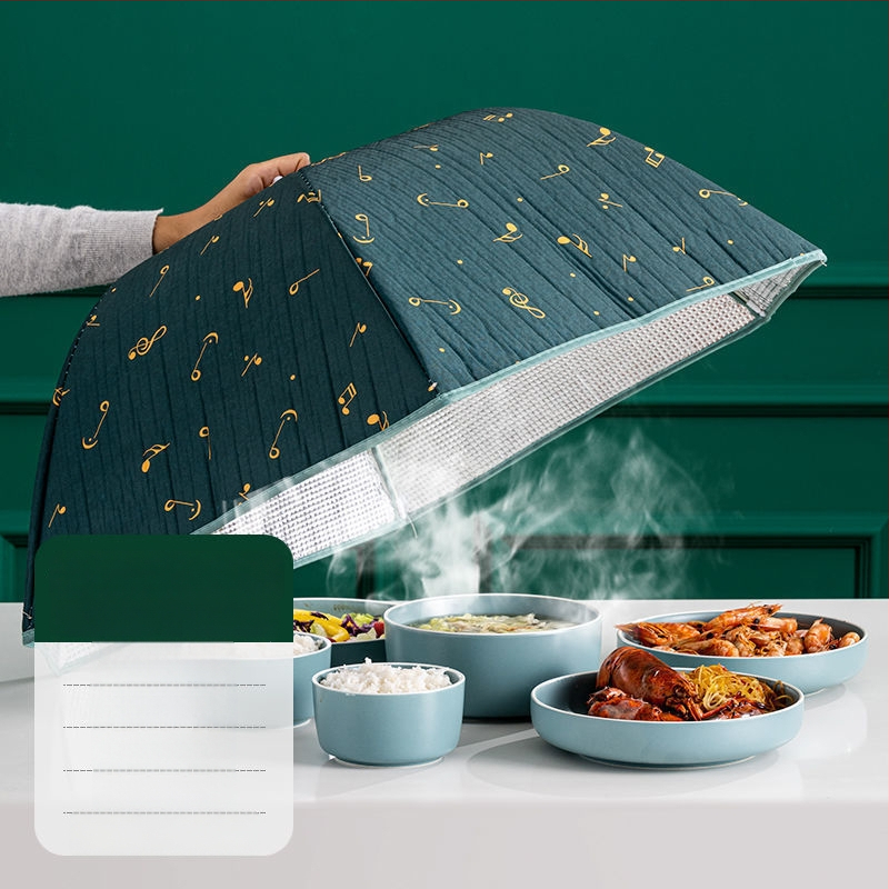 Soojendav toidukate võrgust materjalist, kokkukäiv söögilaua kate, kärbeste ja tolmu kaitse