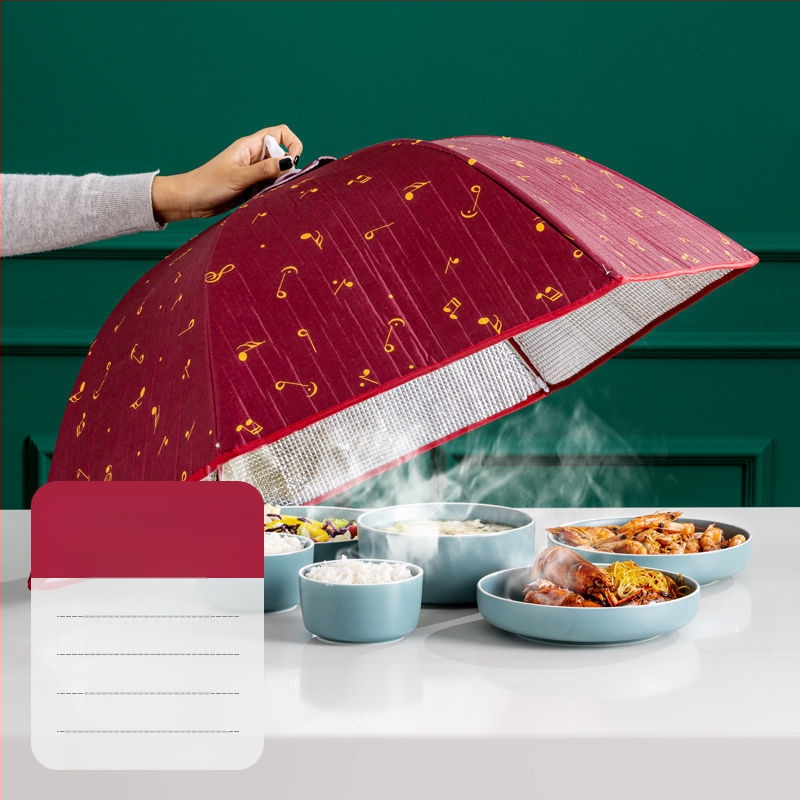 Soojendav toidukate võrgust materjalist, kokkukäiv söögilaua kate, kärbeste ja tolmu kaitse