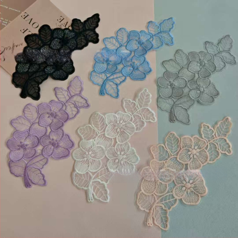 Κέντημένο appliqué δαντέλας organza για ρούχα — Υλικό: organza; Εφαρμογή: ενδύματα; Μάρκα: Yu Cheng embroidery