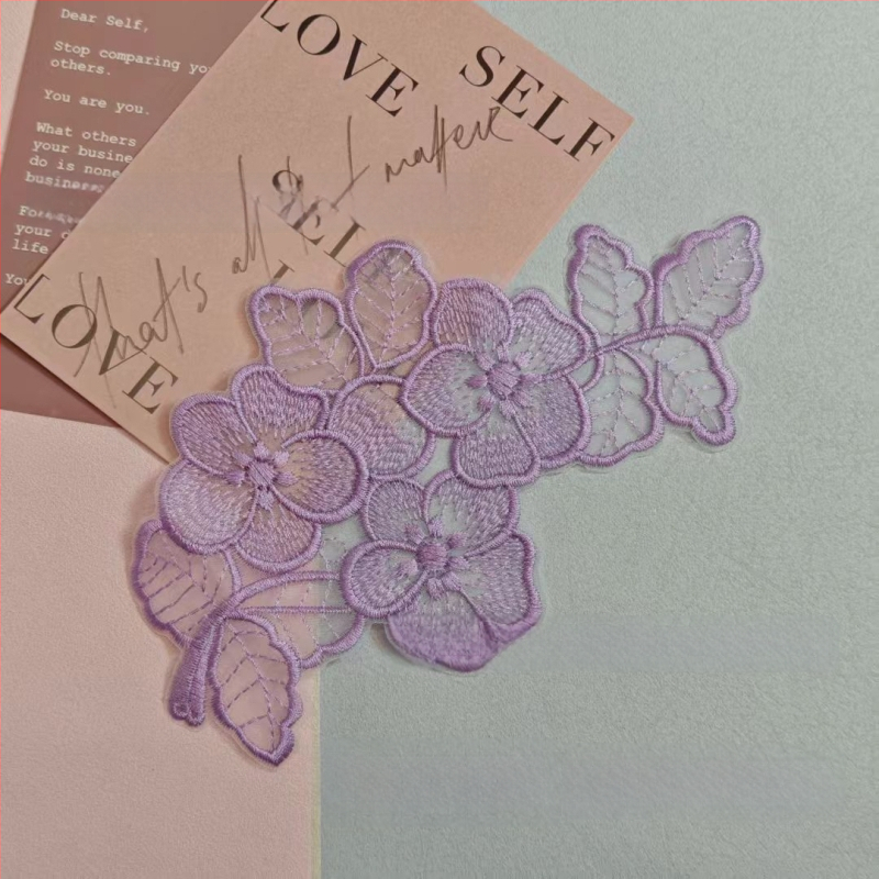 Κέντημένο appliqué δαντέλας organza για ρούχα — Υλικό: organza; Εφαρμογή: ενδύματα; Μάρκα: Yu Cheng embroidery