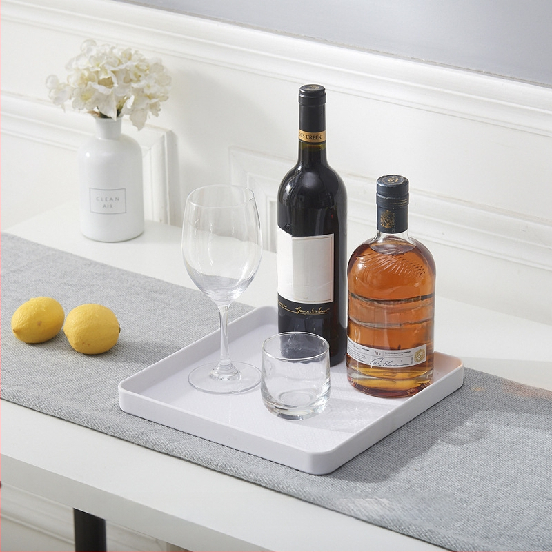 Πλαστικός τετράγωνος δίσκος οικιακής χρήσης, γεωμετρικό στυλ, απλός σχεδιασμός, κατάλληλος για φλυτζάνια τσαγιού, ποτήρια νερού και μικρές γλάστρες, διακόσμηση σε σκανδιναβικό ύφος