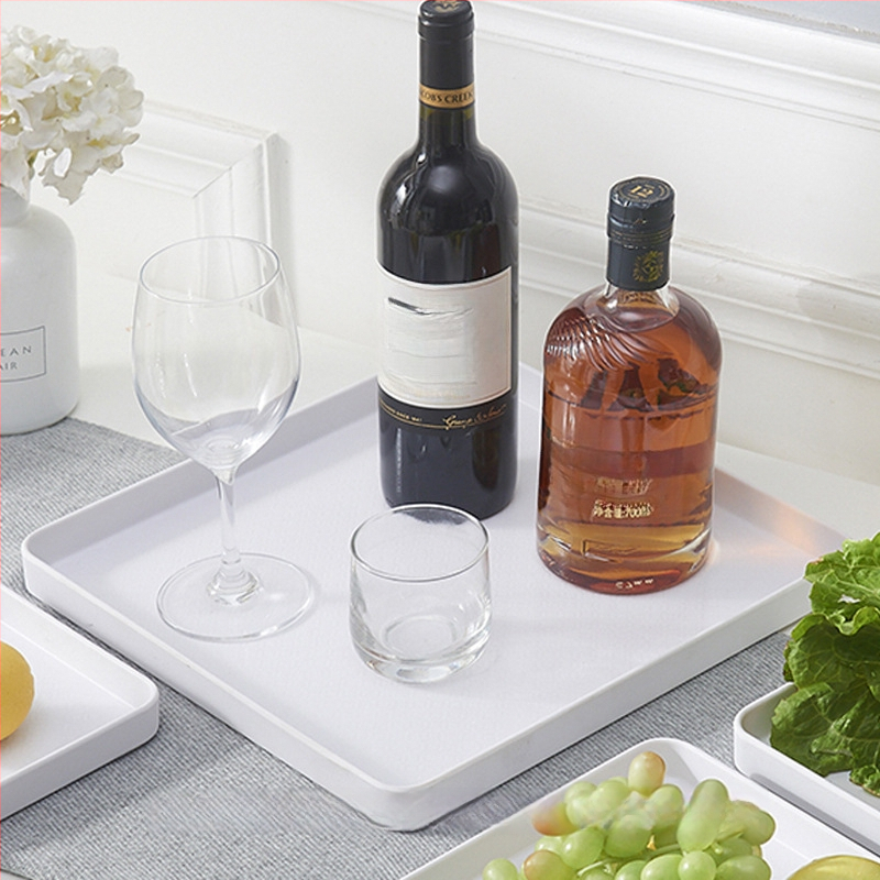 Πλαστικός τετράγωνος δίσκος οικιακής χρήσης, γεωμετρικό στυλ, απλός σχεδιασμός, κατάλληλος για φλυτζάνια τσαγιού, ποτήρια νερού και μικρές γλάστρες, διακόσμηση σε σκανδιναβικό ύφος