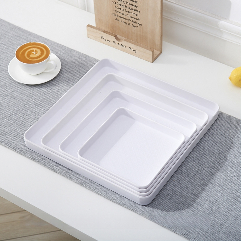 Πλαστικός τετράγωνος δίσκος οικιακής χρήσης, γεωμετρικό στυλ, απλός σχεδιασμός, κατάλληλος για φλυτζάνια τσαγιού, ποτήρια νερού και μικρές γλάστρες, διακόσμηση σε σκανδιναβικό ύφος