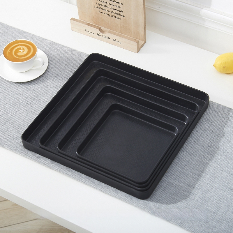 Πλαστικός τετράγωνος δίσκος οικιακής χρήσης, γεωμετρικό στυλ, απλός σχεδιασμός, κατάλληλος για φλυτζάνια τσαγιού, ποτήρια νερού και μικρές γλάστρες, διακόσμηση σε σκανδιναβικό ύφος