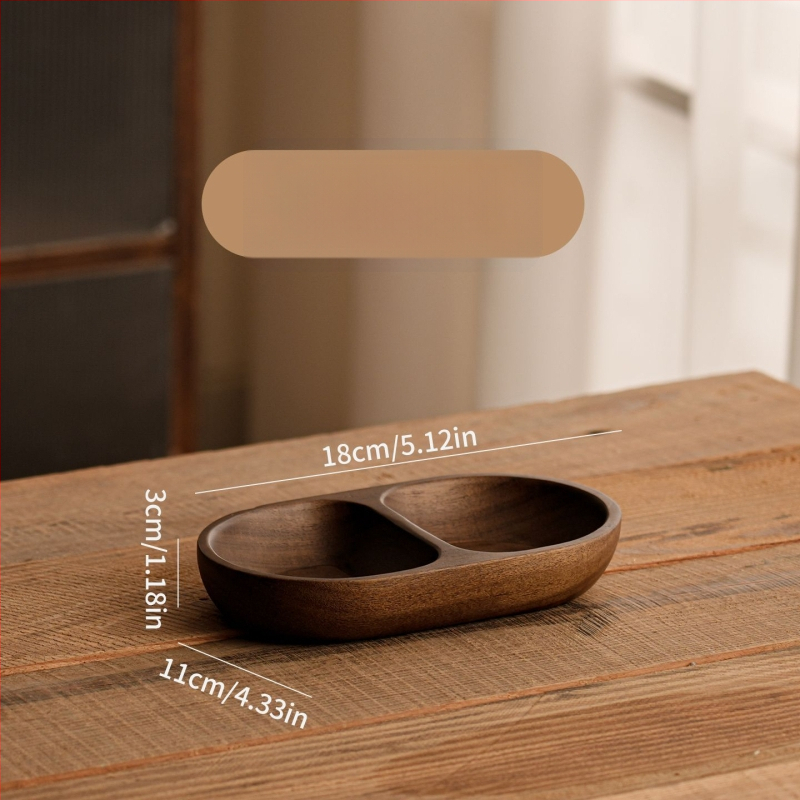 Koka trauks tējas tasēm, kafes piederumiem, rotaslietām un augļiem – ķīniešu stilā galda piederumi