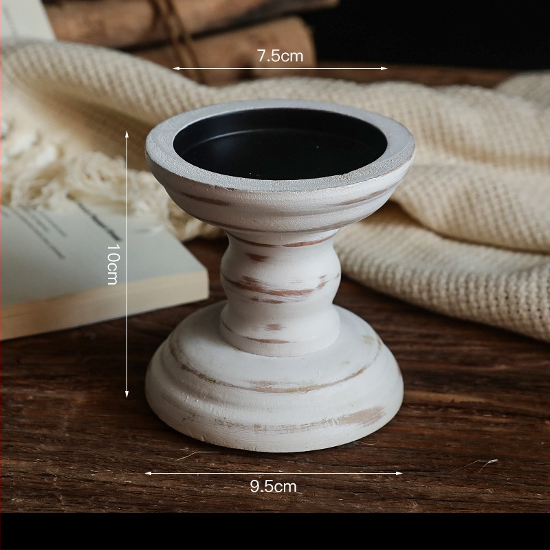 Medinė žvakidė su romėniška kolona, šiuolaikiškas minimalistinis stilius, namų dekorui ir stalinių nuotraukų rekvizitui