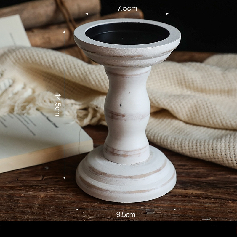 Medinė žvakidė su romėniška kolona, šiuolaikiškas minimalistinis stilius, namų dekorui ir stalinių nuotraukų rekvizitui