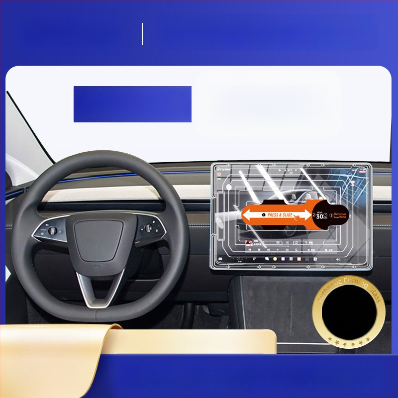 Tesla Model 3/Model Y centrinio ekrano apsauginis stiklas — grūdintas stiklas, greita montavimas, atsparus įbrėžimams, atsparus pirštų antspaudams, temperatūrų atsparumas