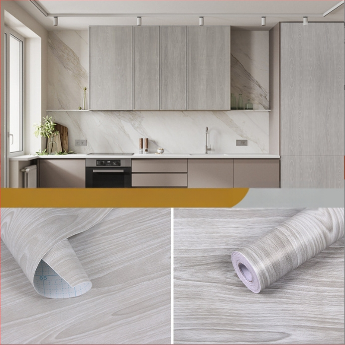 PVC koka graudu faktūras pašlīmējamā tapete sienām un mēbeļu renovācijai, ūdensizturīga sienas pārklājums