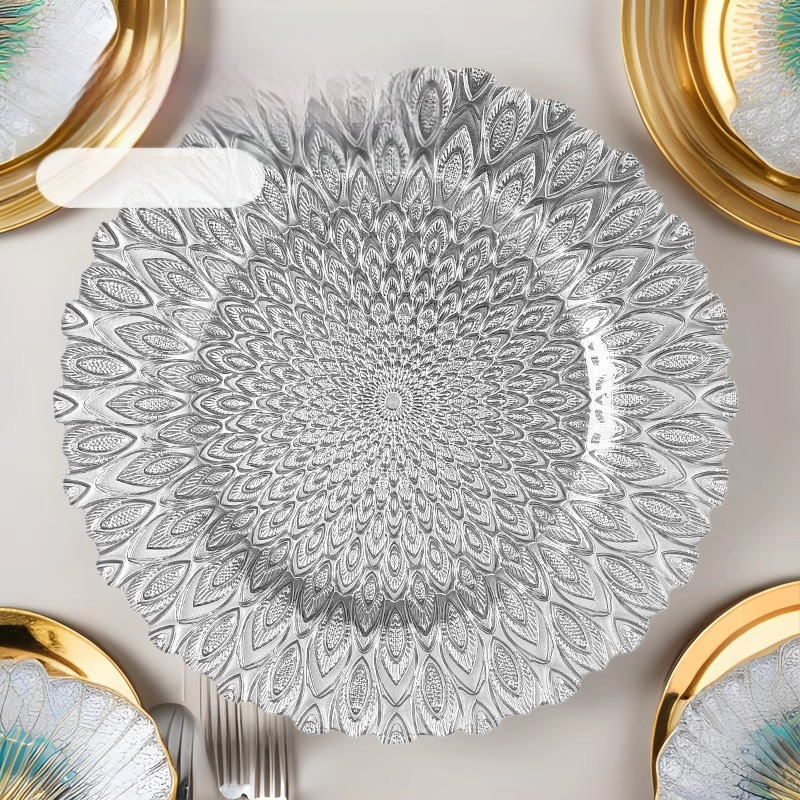 Euroopa stiilis kristallklaasist puuvilja- ja suupisteplaat, ümmargune, käsitsi joonistatud pind