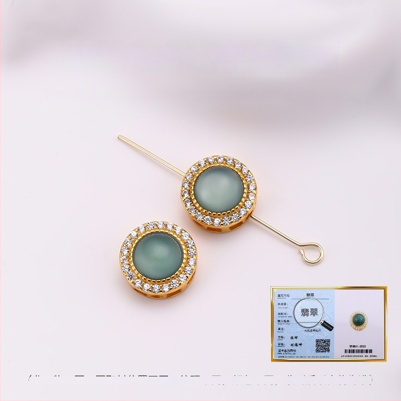 Hongma jáde medál, 925 ezüst aranyozott bevonattal, intarzázott kivitel, uniszex, levél alakú