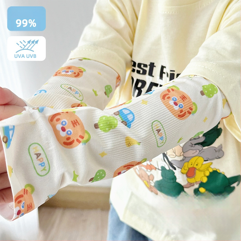 Bērnu UV aizsargrokas piedurknes ar karikatūras rakstu – Ice Silk, Nailons, Unisex, 1–13 gadi