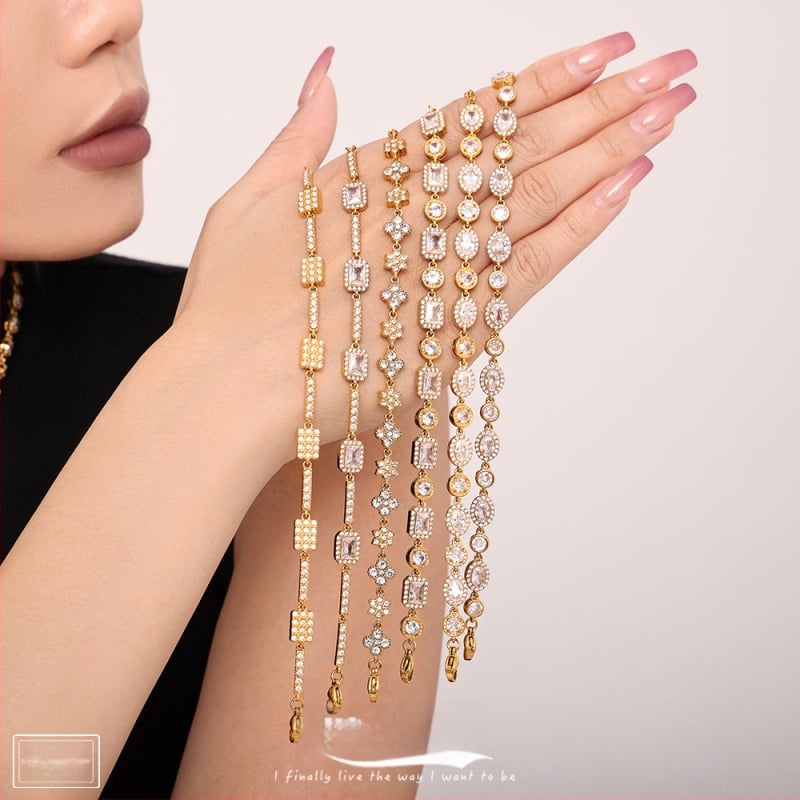 Titaani-terasest geomeetriline zirkonkäevõru - käsitöö, naiste ehted