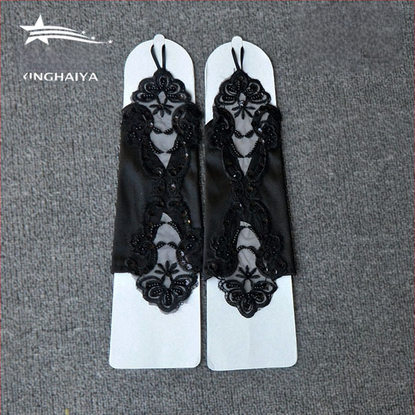 Meitenēm bezpirkstu mežģīņu cimdi, kāzu tērpa aksesuārs, izšūti, vienkrāsains dizains