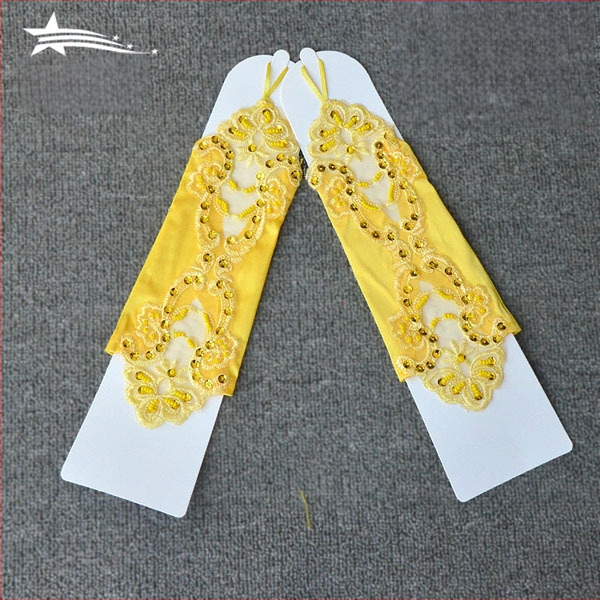 Meitenēm bezpirkstu mežģīņu cimdi, kāzu tērpa aksesuārs, izšūti, vienkrāsains dizains