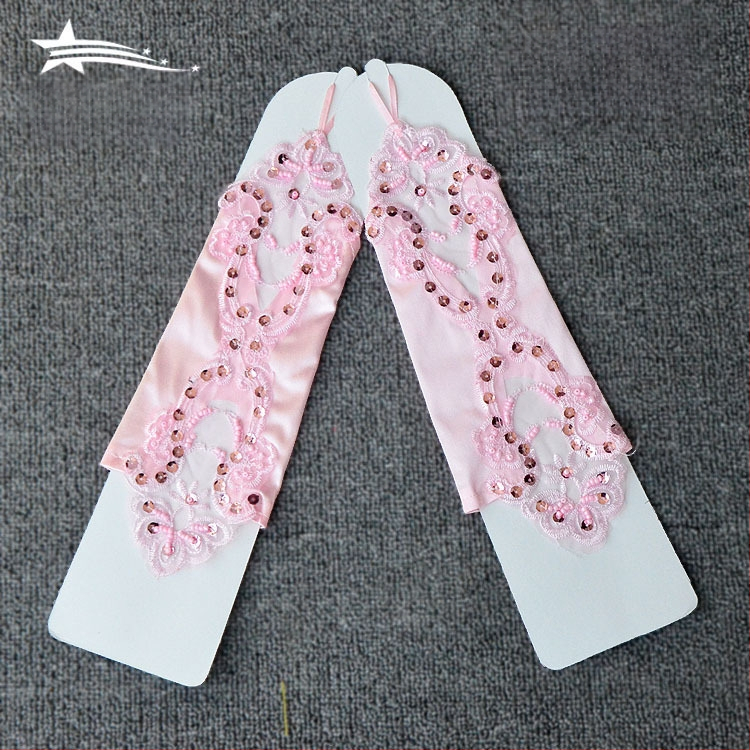 Meitenēm bezpirkstu mežģīņu cimdi, kāzu tērpa aksesuārs, izšūti, vienkrāsains dizains