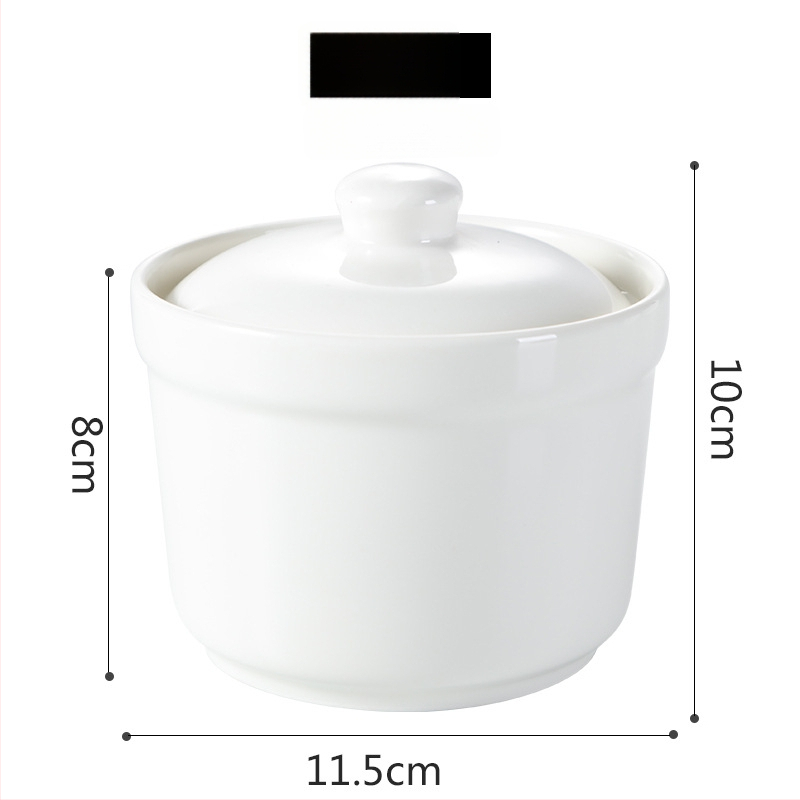 Porcelāna ūdens vannas trauks ar vāku un karoti — apaļš, mikroviļņu drošs, ar logotipu