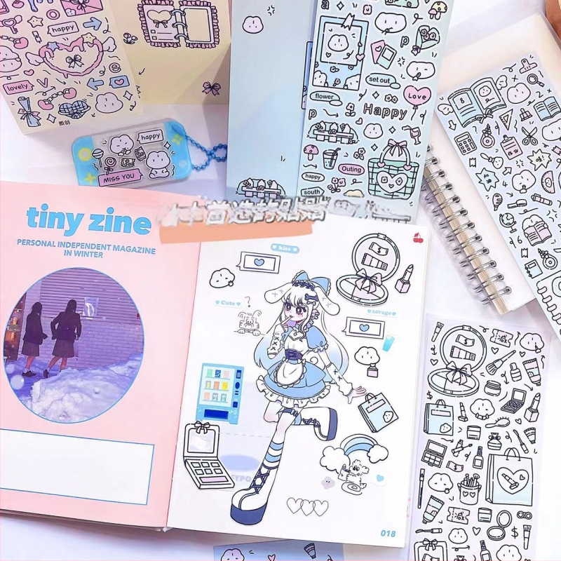 Wow kawaka plaani kleepsude komplekt – karikatuurne stiil, materjal: kunstpaber koos kattefilmiga, trükiprotsess, logod trükitud, kohandamine saadaval