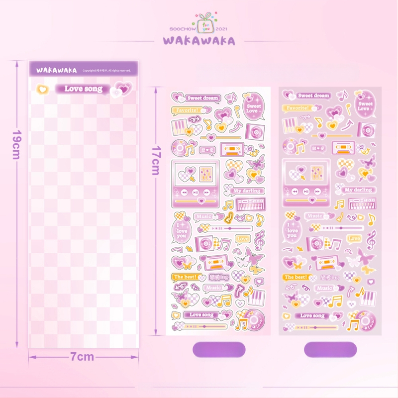 Wow kawaka plaani kleepsude komplekt – karikatuurne stiil, materjal: kunstpaber koos kattefilmiga, trükiprotsess, logod trükitud, kohandamine saadaval