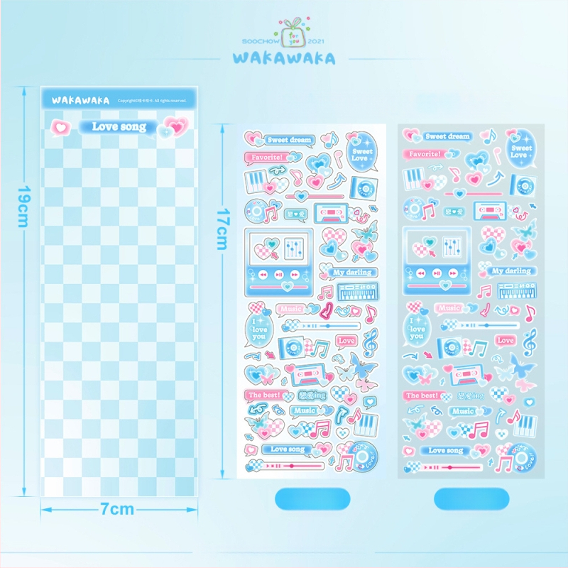 Wow kawaka plaani kleepsude komplekt – karikatuurne stiil, materjal: kunstpaber koos kattefilmiga, trükiprotsess, logod trükitud, kohandamine saadaval