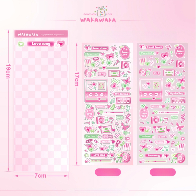 Wow kawaka plaani kleepsude komplekt – karikatuurne stiil, materjal: kunstpaber koos kattefilmiga, trükiprotsess, logod trükitud, kohandamine saadaval