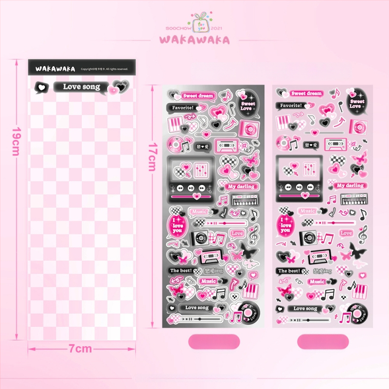 Wow kawaka plaani kleepsude komplekt – karikatuurne stiil, materjal: kunstpaber koos kattefilmiga, trükiprotsess, logod trükitud, kohandamine saadaval