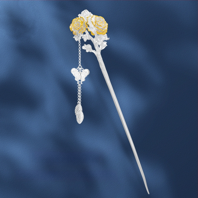 Vase juukseklips liblika sagulitega, rahvusliku stiiliga, geomeetriline kujundus, elektroplaaditud, eraldi pakendis