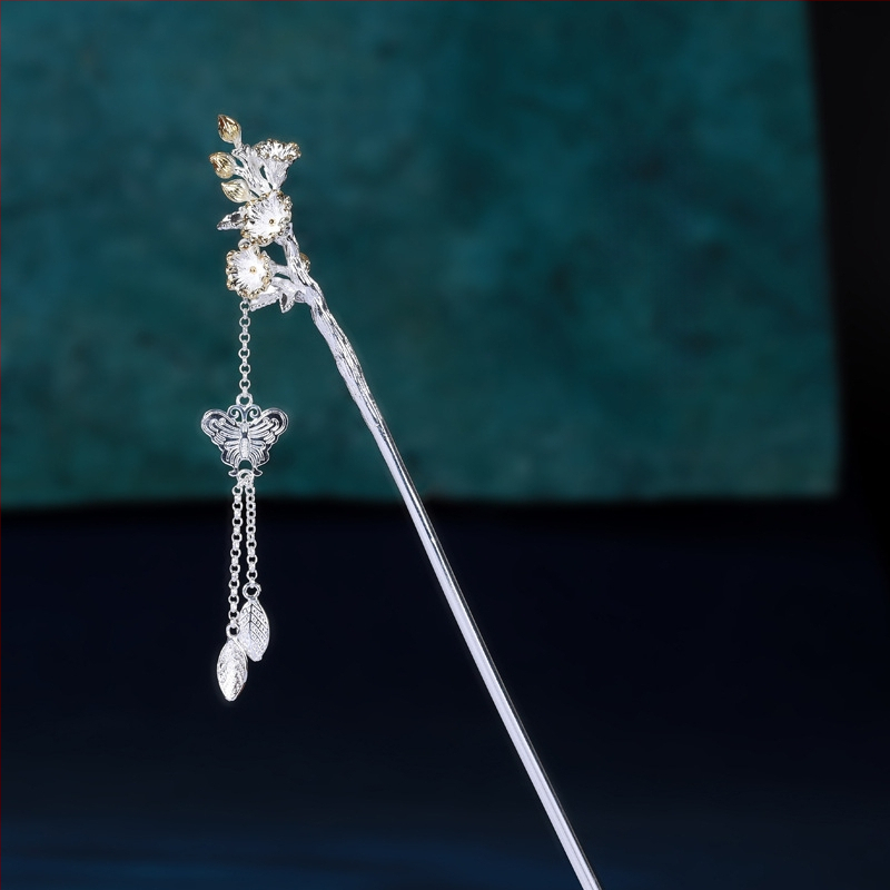 Etniline lillekamm, käsitöö, vasest valmistatud, lille motiiv, eraldi pakendamine