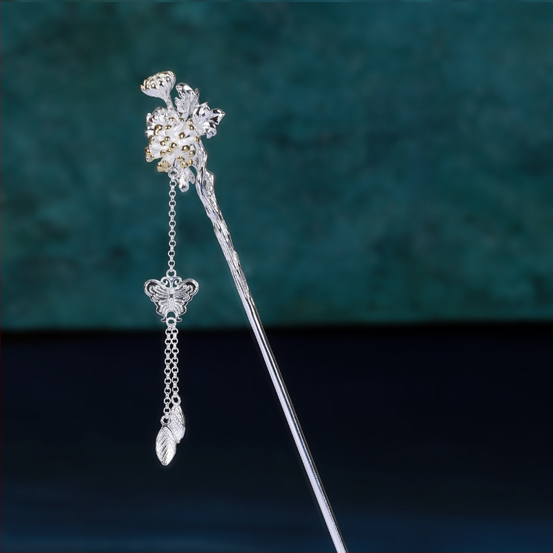 Etniline lillekamm, käsitöö, vasest valmistatud, lille motiiv, eraldi pakendamine