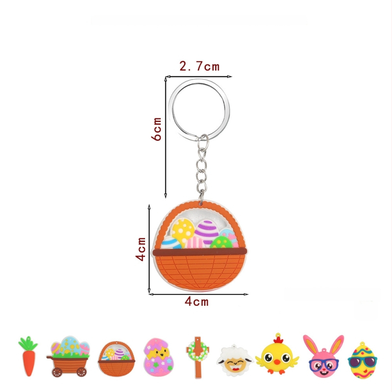 PVC pehme kummist võtmehoidja – animatsioonistiil, lastele, ovaalne kuju küülikumuna, litsentsitud privaatne bränd, hulgipakkimine