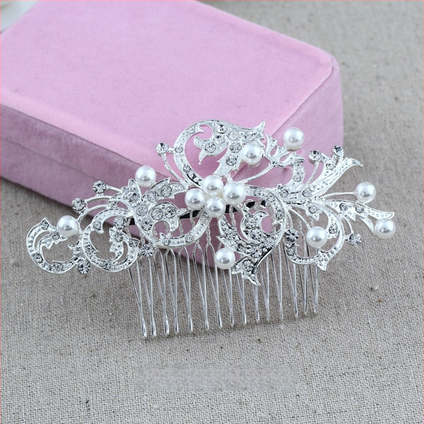 Koreapõhise stiiliga segust juuksekamm lillede motiiviga, elektroplakatsioon, kristallide aktsendid